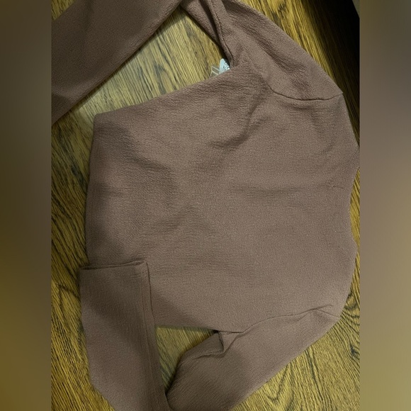 Free people beach long sleeve stretchy dusty nude open front crop top small new - Picture 6 of 7